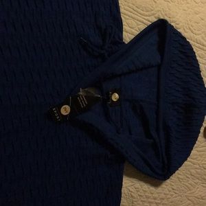 JNY blue pullover XL hood front pocket 3/4 sleeve